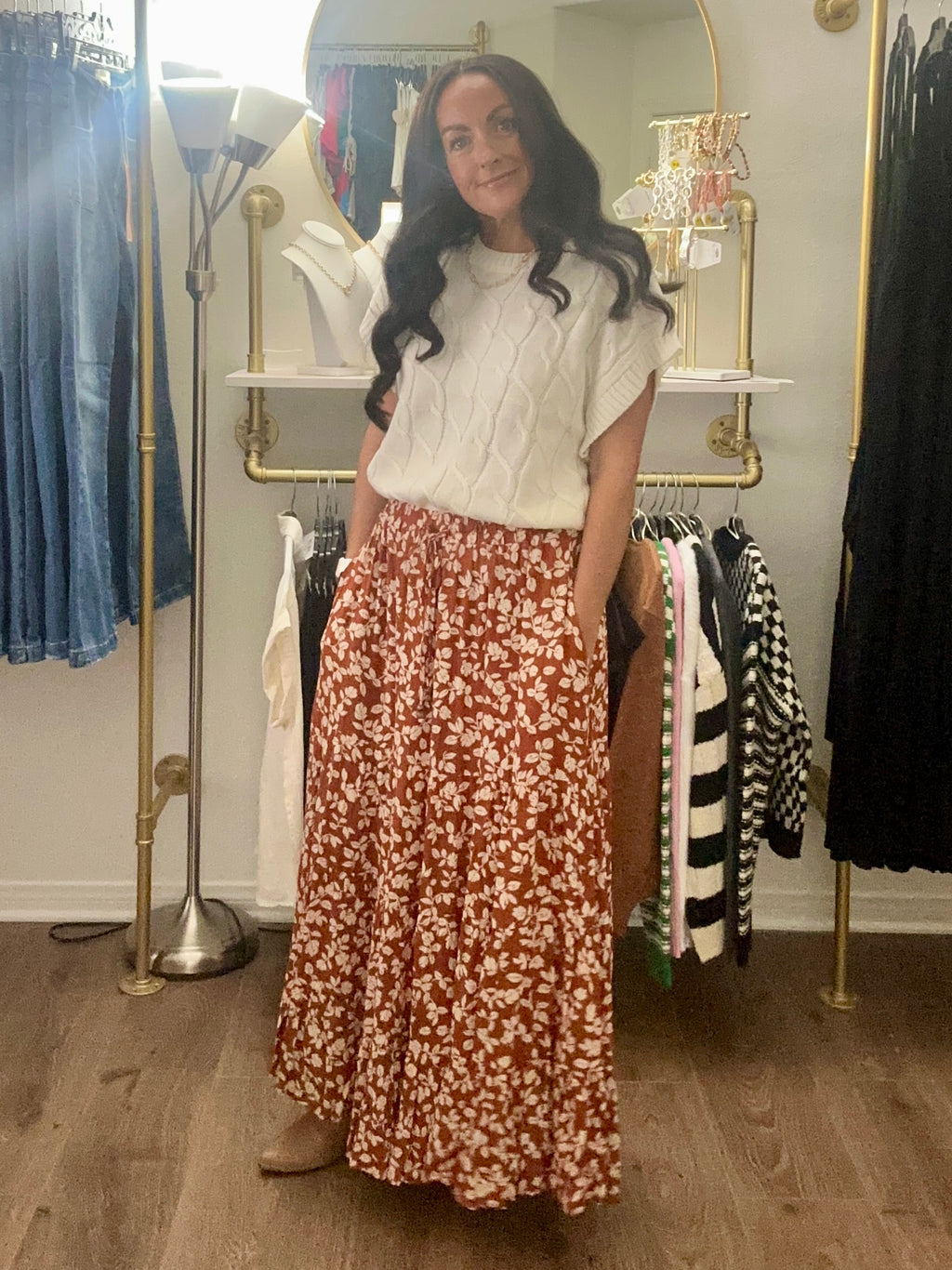 SK38 BRANCH TIER MAXI SKIRT