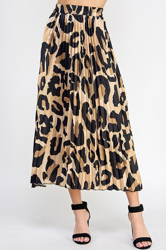 SK39 LEOPARD PLEATED SKIRT