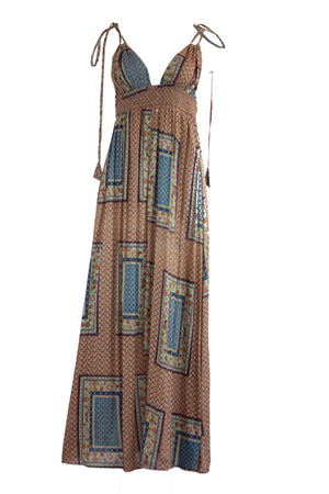 Patchwork maxi dress Peach