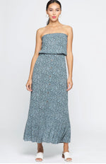 D101 STRAPLESS FLORAL MAXI DRESS