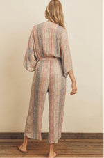 R27 PRINT STRIPE BELT JUMPSUIT