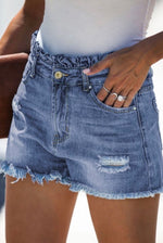 S6 Ruffle Waist Denim Shorts