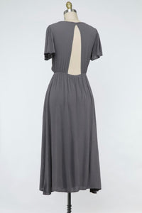 D122 SOLID OPEN BACK DRESS