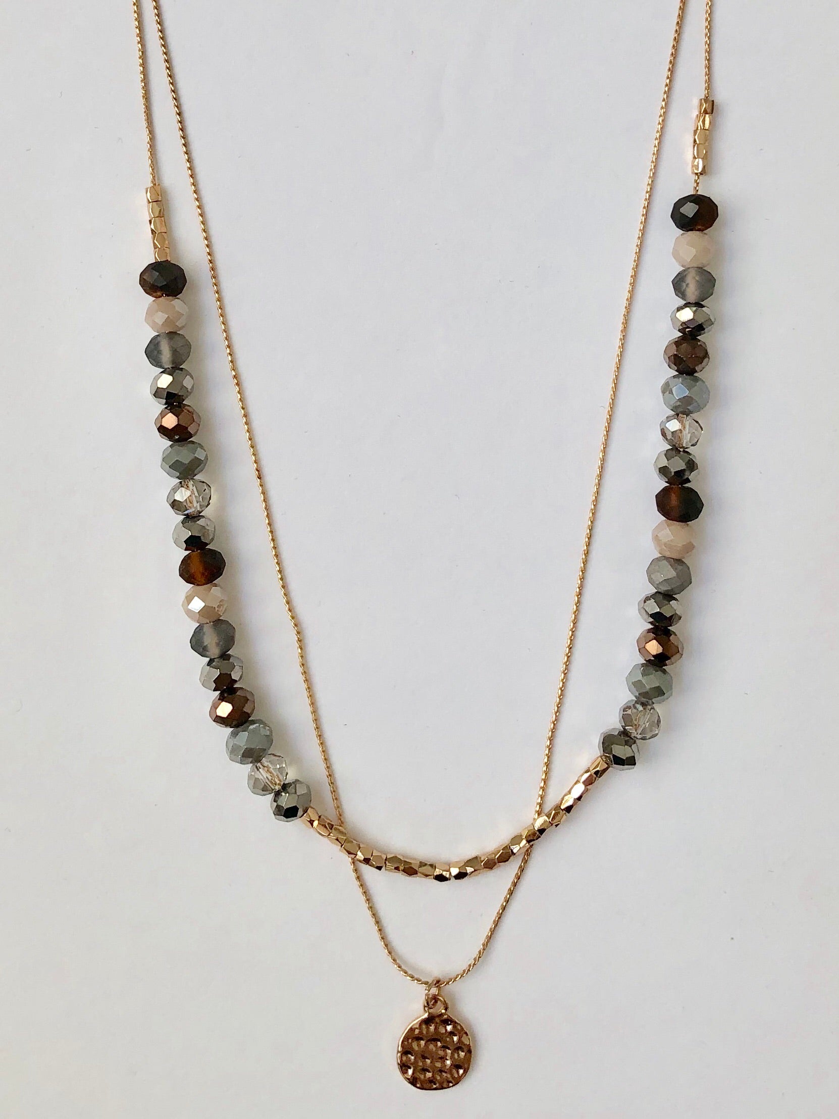 NL20 Hammer Disc Bead Necklace