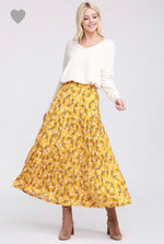 SK7 Floral shirring midi skirt