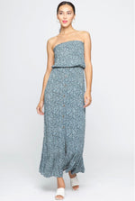 D101 STRAPLESS FLORAL MAXI DRESS