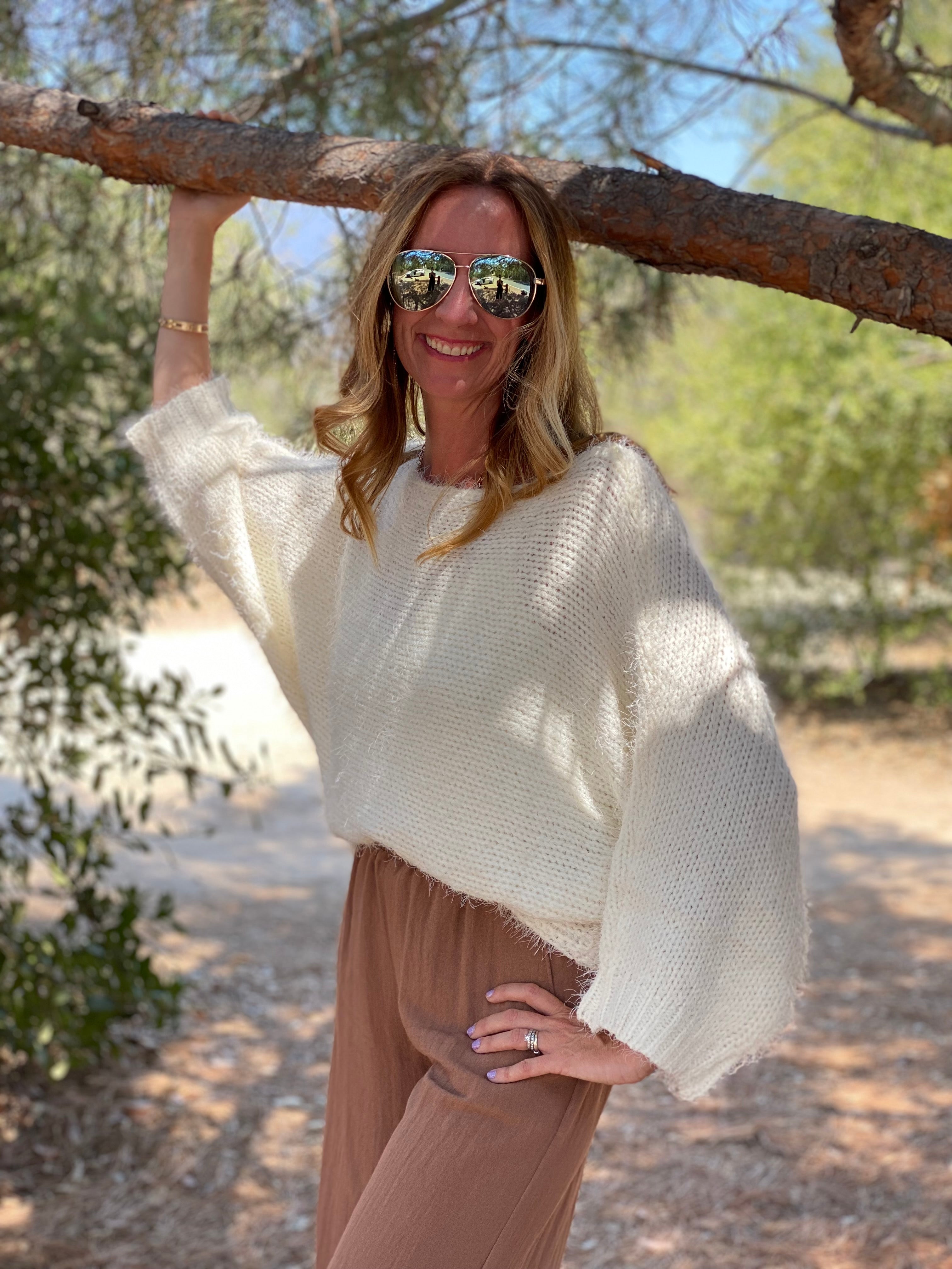 K52 DOLMAN FUZZY OFF SHOULDER SWEATER