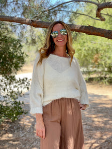 K52 DOLMAN FUZZY OFF SHOULDER SWEATER