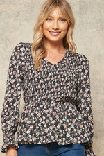 T117 FLORAL CINCH TOP