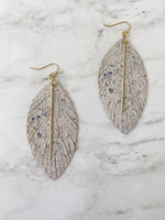 ER92 Vein feather bar earrings