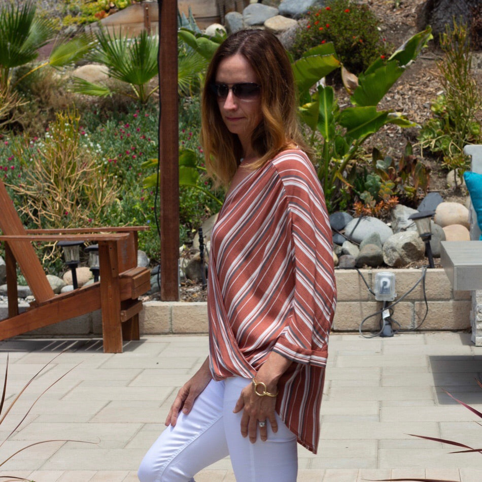 T12 Stripe wrap Blouse