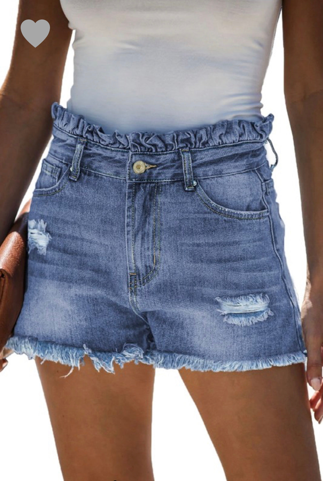 S6 Ruffle Waist Denim Shorts