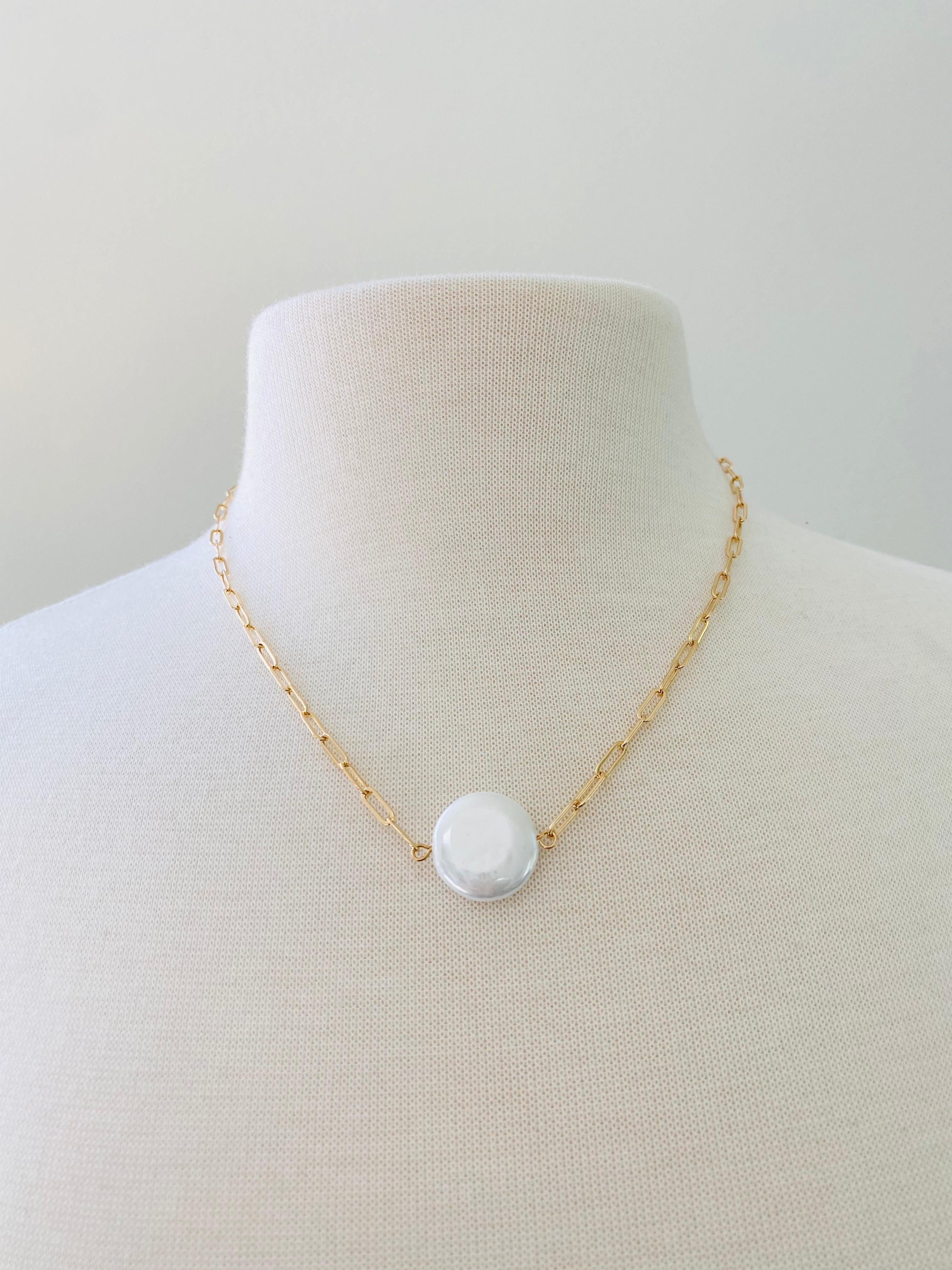 NL59 COIN FRESH WATER PEARL NECKLACE