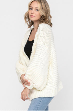 K35 CABLE BALLOON CARDIGAN